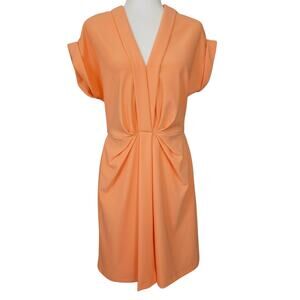 Boston Proper NWT Orange Beyond Travel Blouson Faux Wrap Dress M